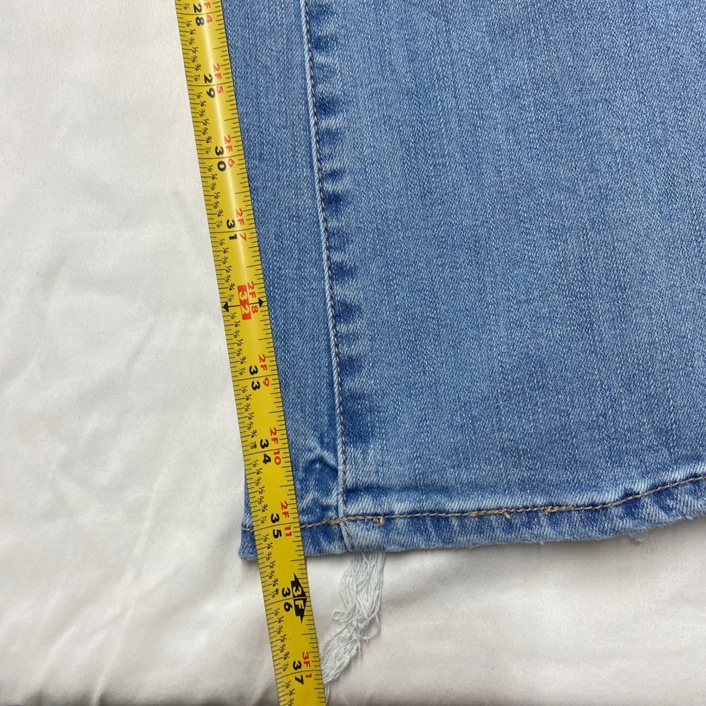 American Eagle Kick Boot Light Wash Raw Hem Jeans Next Level Stretch 2 X-Long - Picture 7 of 8